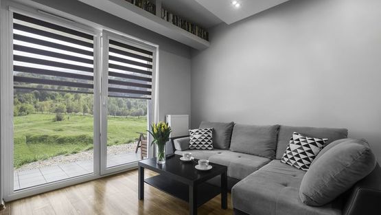 Modern looking blinds in a customers living room